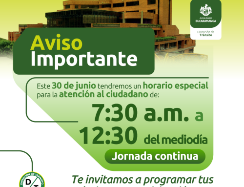 Dirección de Tránsito de Bucaramanga prestará atención al ciudadano hasta las 12:30 del mediodía el 30 de junio